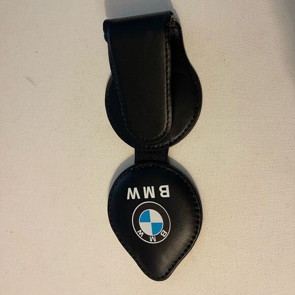 BMW Sunglass Holder for Car with Logo Black Leather NWT - Picture 9 of 10